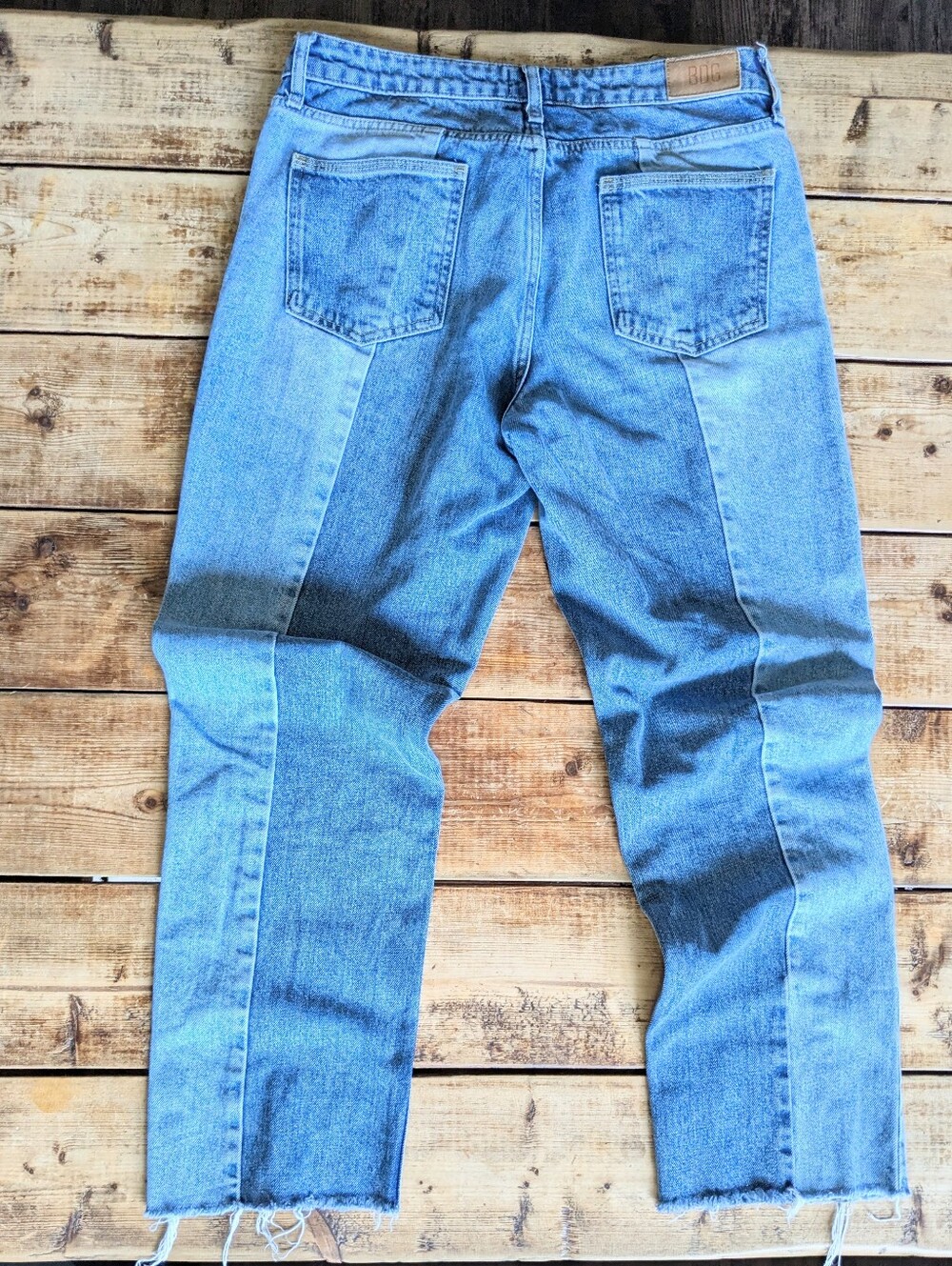 BDG Urban Outfitters Jessye Two-Tone Straight Leg Cropped Cotton Raw Hem W28 - Picture 6 of 10